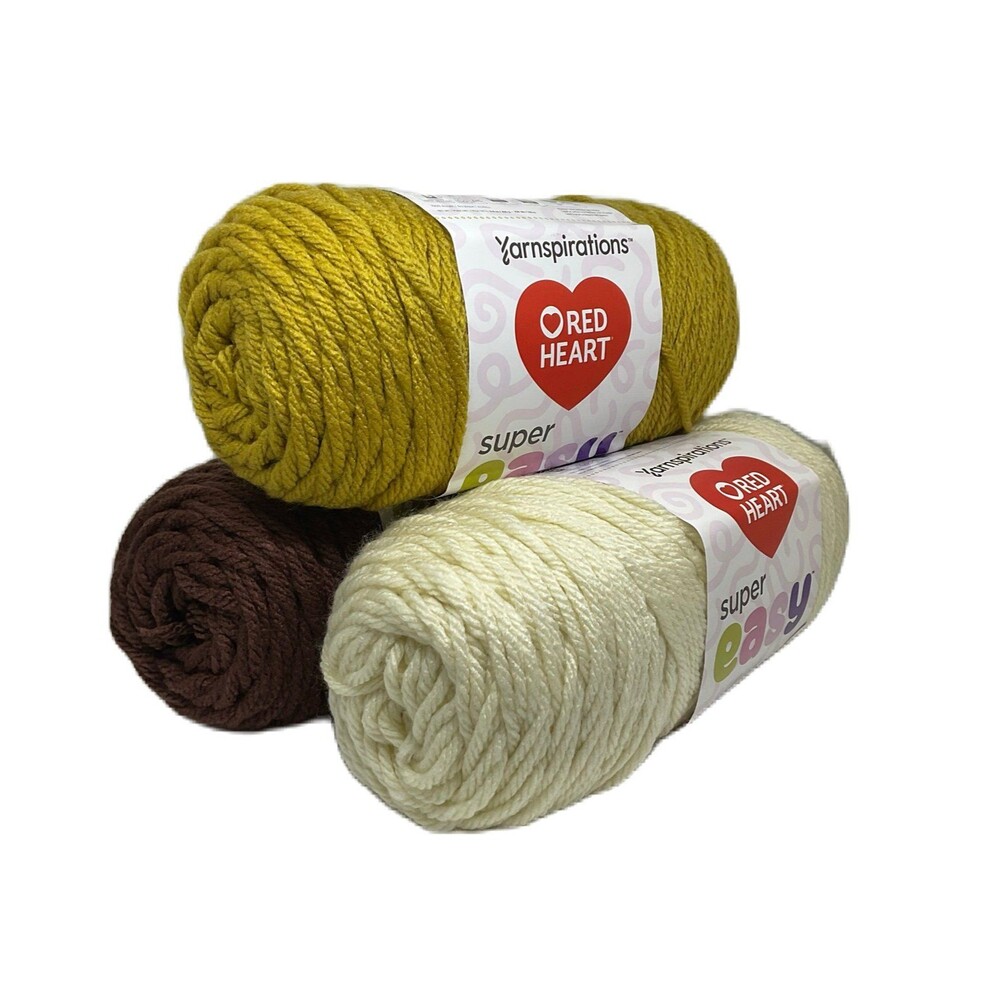 Yarnspirations-Red Heart Super Easy- Bulky Yarn ( “Gold” “Aran” & “Bark”)